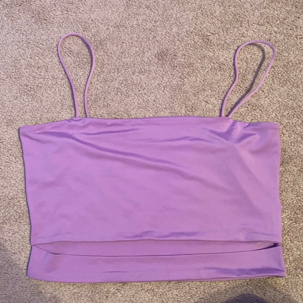 Purple crop top.